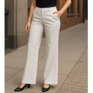 Lane Bryant White Pinstripe‎ Wide Leg Lined Women's Pants Trousers Size 16